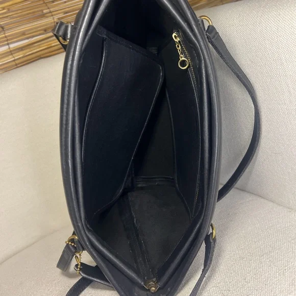 Vintage Coach Black Leather Shoulder Tote 9993 - Picture 6 of 9
